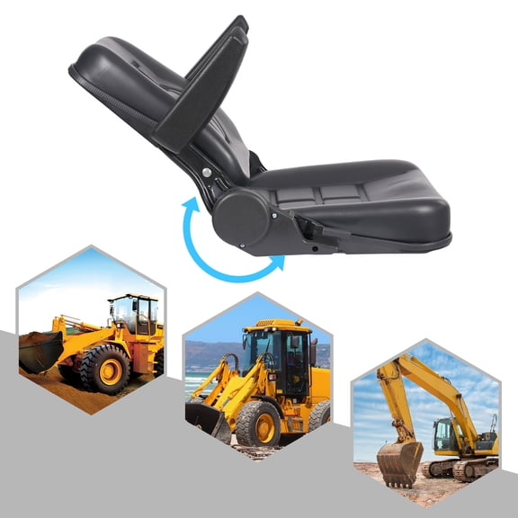 Heavy Duty Equipment Seat with Slide Rails and Armrest Fits Forklifts, Tractors, Mowers, Dozers, Excavators and Aerial Lifts