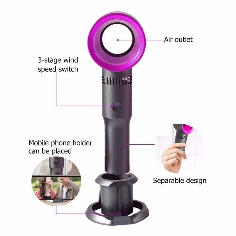 Portable Electric Fan Portable Mini //3-Level Speed Mode//Desktop Mute USB Fan,for Air Cooler Color : Blue