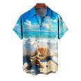 thumbnail image 5 of Stamzod Mens Hawaiian Shirt Blue Printed Tropical Beach Shirts Button Down Short Sleeve Casual Shirts Tops Blue E XL, 5 of 6