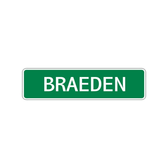 Braeden Boys Children Name Letter Printed Label Indoor Outdoor Unique Wall Plaque Decoration Aluminum Metal Sign 4"x13.5"