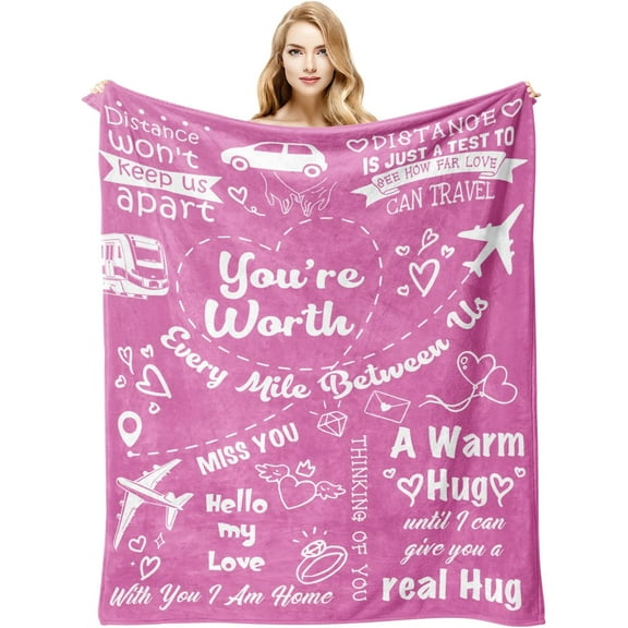 Long Distance Relationship Gifts, Girlfriend Gifts from Boyfriend, Birthday Gifts for Girlfriend Blanket 60"×50", Romantic Gifts for Her Anniversary Valentines Mother Day, to My Girlfriend Blankets