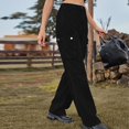 thumbnail image 3 of Defitshape Women's Cargo Jeans Washed Straight Leg Full Length Loose Fit Vintage Fashion Long High Waist Elastic Carpenter Denim Pants Black X-Large, 3 of 5