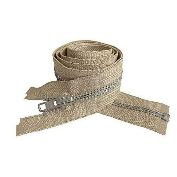 YKK #7 14 Inch to 36 Inch Aluminum Separating Jacket Zipper Heavy Duty Metal Zippers for Sewing Coats Crafts -Color Black, Beige or Brown (Beige - 573, 18 Inches)