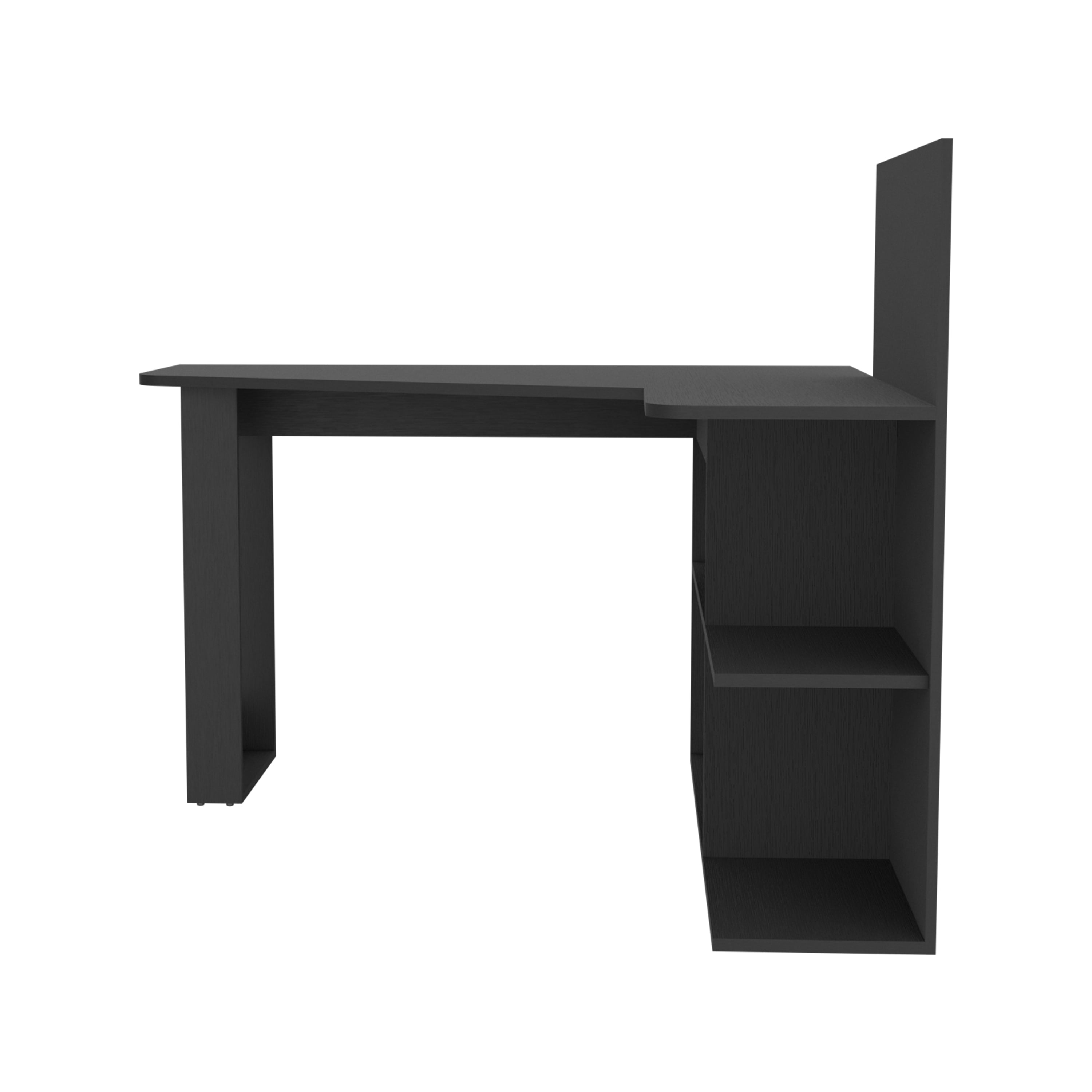 L Shaped Black Computer Desk Mohave with Shelves and Corner Workstation