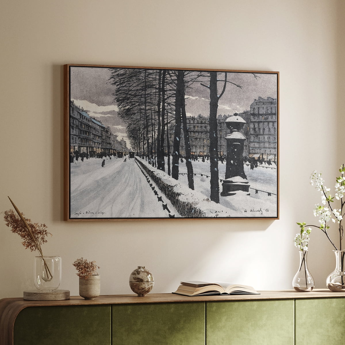 Vintage Landscape-CCLXXI By Wexford Home Framed in Walnut Wood Gallery Wrapped Canvas 17 in. x 25 in.