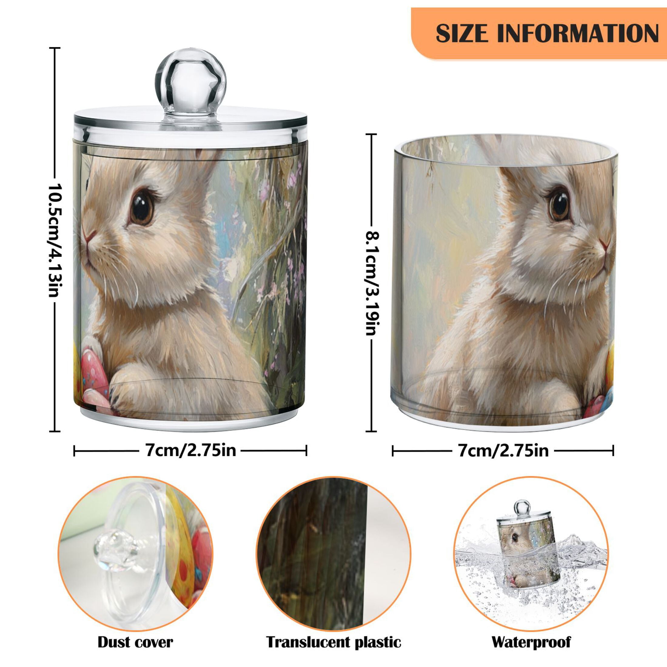 Ckdifva Rabbits Easter Eggs Storage Jar with Lid Acrylic Organization Storage Containers Set of 4