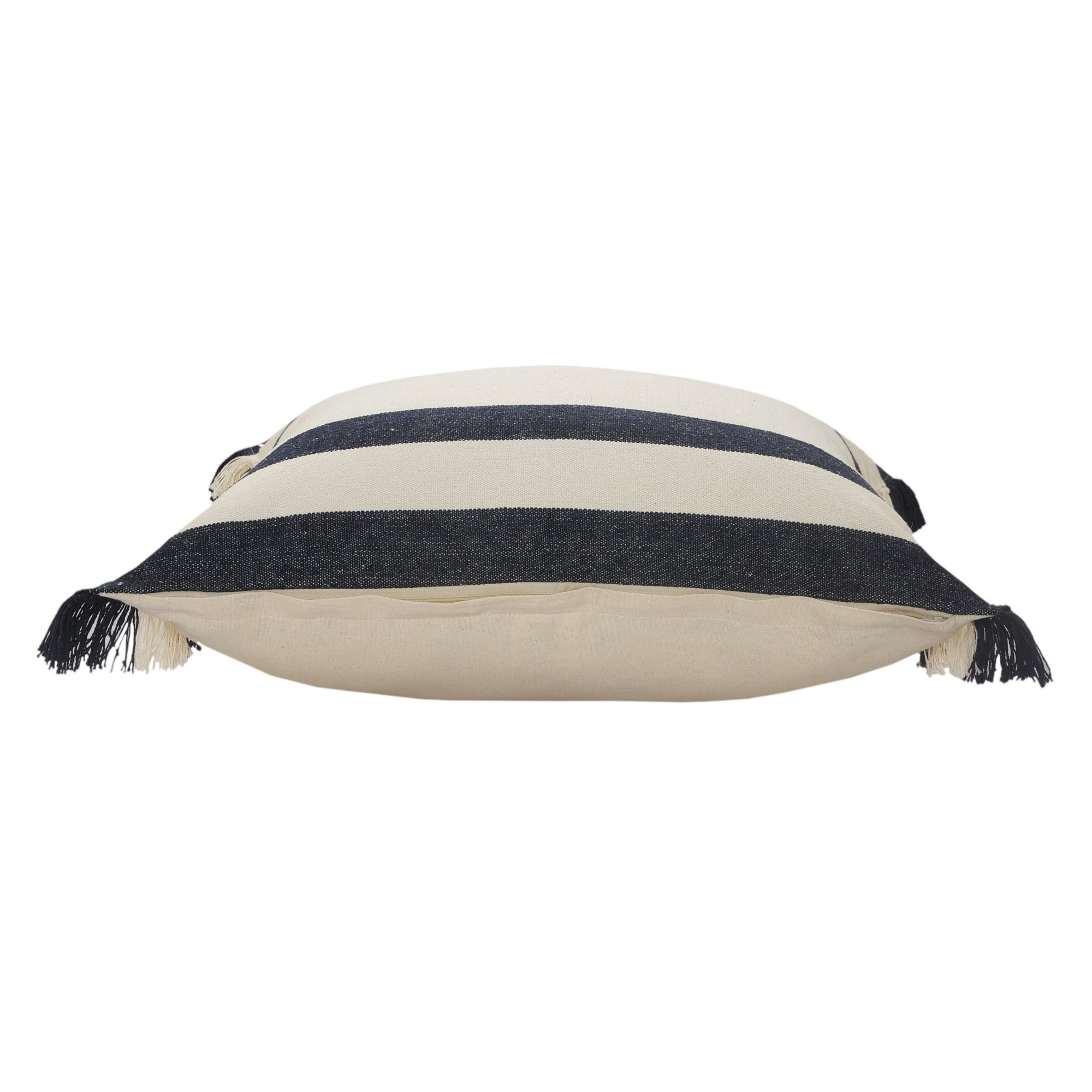 Harlow Hill Ensign Blue/White/Linen Striped Modern Cotton Polyfilled Throw Pillow Set of 2, 20" x 20"