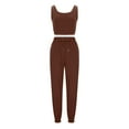 thumbnail image 4 of Edvintorg Women's Summer Casual Two Piece Outfits Sweatsuits Crop Tank Top Scoop Neck Ribbed Knit Long Pants Tracksuits Fashion Streetwear Women Tracksuit Jogger Set Brown S, 4 of 5
