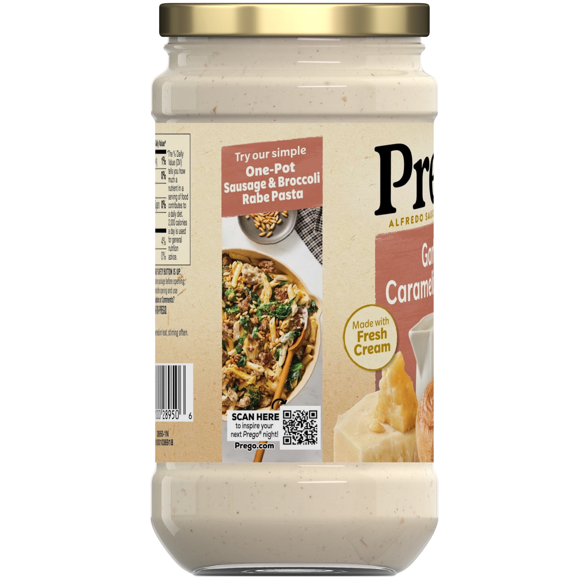 (2 pack) Prego Garlic and Caramelized Onion Alfredo Pasta Sauce, 14.5 oz Jar