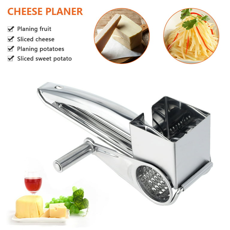  Stainless Steel Cheese Grater Manual Rotary Cheese Grater  Handheld Cheese Shredder Cheese Slice Shred Tool: Home & Kitchen