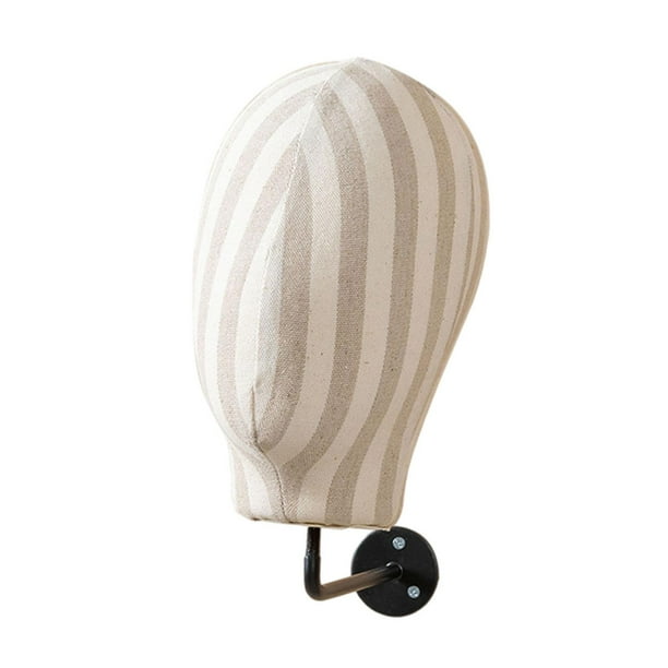 Soporte de pared para cabezas de maniquí, soporte para pelucas colgantes, cabeza de maniquí para exhibición de pelucas, lino grueso rayado