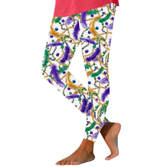 Lorytime Carnival Leggings for Women Star Mardi Gras Trousers Stretchy Butt Lifting Hoilday Tights Pants Sports Outwear