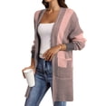 thumbnail image 3 of Eytino Womens Sweater Open Front Long Sleeve Knit Cardigan Sweaters Color Block Outwear Coats with Pockets S-2XL, 3 of 4