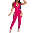 thumbnail image 1 of HBFAGFB Rompers for Women V Neck Sleeveless Backless Tops Fashionable Pleated Jumpsuits Hot Pink Size L, 1 of 6