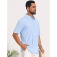 thumbnail image 4 of DARING DIVA Men's Printed Short Sleeve Lightweight Breathable Polo Shirts L Light Blue, 4 of 7