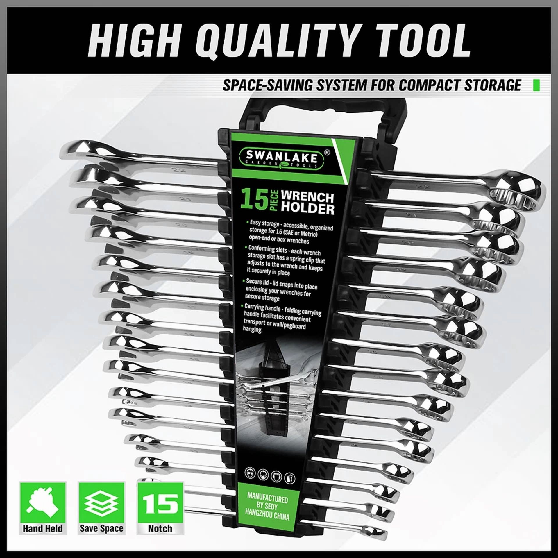 Wrench Organizer Rack Holder Tray Set 2Pc Sae Metric Portable Quick-Pick 30 Slot