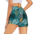 thumbnail image 3 of Xecao's Tropical Leaves for a double-layer running short for women, perfect for gym, tennis, and more, featuring a convenient pocket., 3 of 9