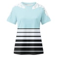 thumbnail image 3 of Camisas de Manga Corta para las Mujeres Impresión Cuello Redondo Suéter Encaje Camisa, Blusa de Verano Casual para las Mujeres, 3 of 5