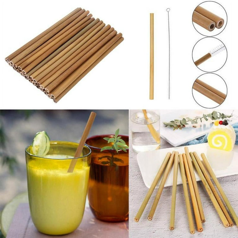 30Pcs Bamboo Straw Reusable Hollow Wooden Tube Kitchen