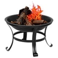 thumbnail image 4 of 22'' Fire Pit for Outside, SEGMART Outdoor Iron Fire Pit Bowl with Spark Screen, Poker, Wood Burning BBQ Grill Fire Pit, Backyard Patio Garden Bonfire Pit for Camping Outdoor Heating, 4 of 11