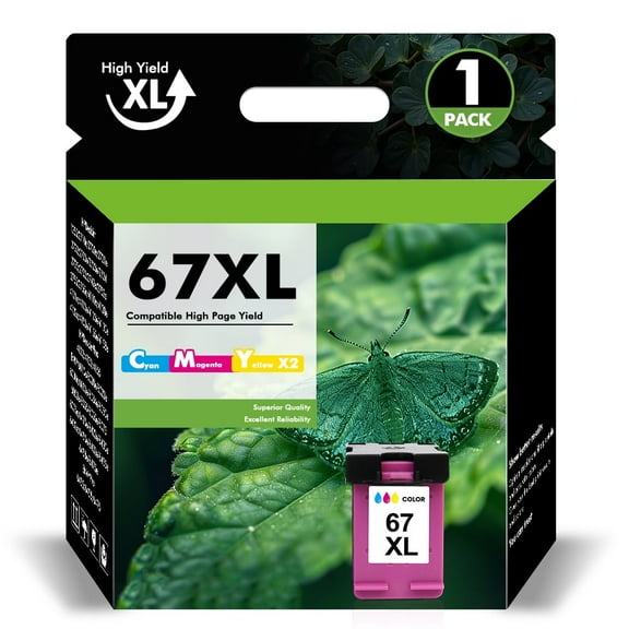 67XL Ink Cartridges Compatible for HP 67 67XL Color Ink for OfficeJet 2755e 2755 4155 2722 2723 2724 2725 2732 Envy 6055 6455 6458 6475 Printer Ink (1 Pack Tri-color)