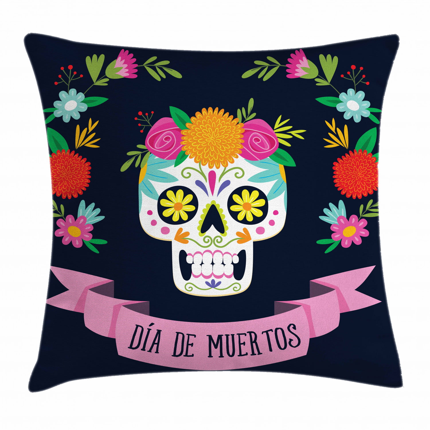18'' Sugar Skull Pillow Case Cushions Cushion Cover Day of Dead Throw Decorative