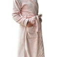 thumbnail image 3 of Mocassi Women’s Plush Fleece Spa Bathrobe, Shawl Collar and Pockets, Velvet Soft and Warm Long Robe - Large, Pink, 3 of 5