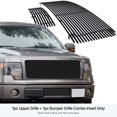 thumbnail image 3 of APS Compatible with Ford F-150 2009-2014 Main Upper Lower Bumper Stainless Steel SS Black Billet Front Grill Grille Insert Combo F86614H, 3 of 7