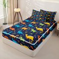 thumbnail image 2 of Homewish Kids Cartoon Dinosaur Zipper Twin Comforter Sets with Fitted Sheet and 2 Pillowcases,Jungle Dino 3D Ancient Animals Zipper Bedding Set For Boys,Colorful Wildlife,Reversible,4 Pieces, 2 of 7