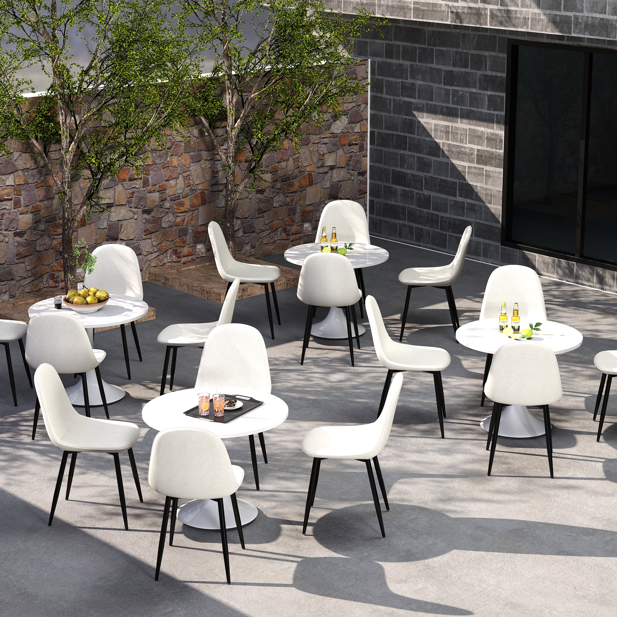 Homy Casa Reception Chair Set of 4 , Modern Seating for Office, Conference Rooms,Dining Room, Beige