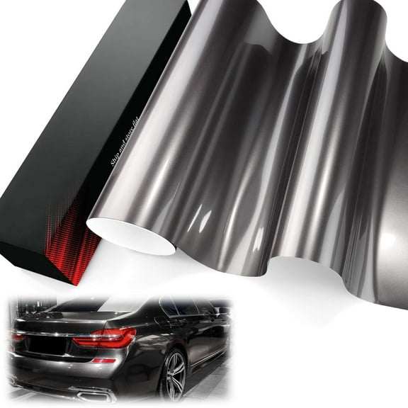 PET Liner Vinyl Super Gloss Metallic Steel Gray Automotive Wrap Car Vehicle Bubble Free Air Release