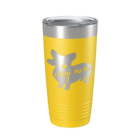 

Corgi Mom Tumbler Dog Travel Mug Gift Insulated Laser Engraved Coffee Cup 20 oz Yellow