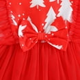 thumbnail image 6 of Ulitacool Christmas Outfits For Girls Xmas Long Sleeve Bow Tie Prints Dresses Dress Crewneck Flower Dress Fall Winter Retro Wear Red 9-12 Months, 6 of 8