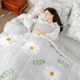 thumbnail image 5 of Manfei Watercolor Daisy King Bedding 7pcs,Chic Flowers King Bed in a Bag,Reversible, 5 of 6