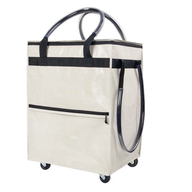 Bolsa de Comestibles Reutilizables Sobre Ruedas, Carrito de Tranvías de Compras Portátiles de Gran Capacidad A Prueba de Agua Con Cierre de Cremallera, Bolso Plegable Plegable