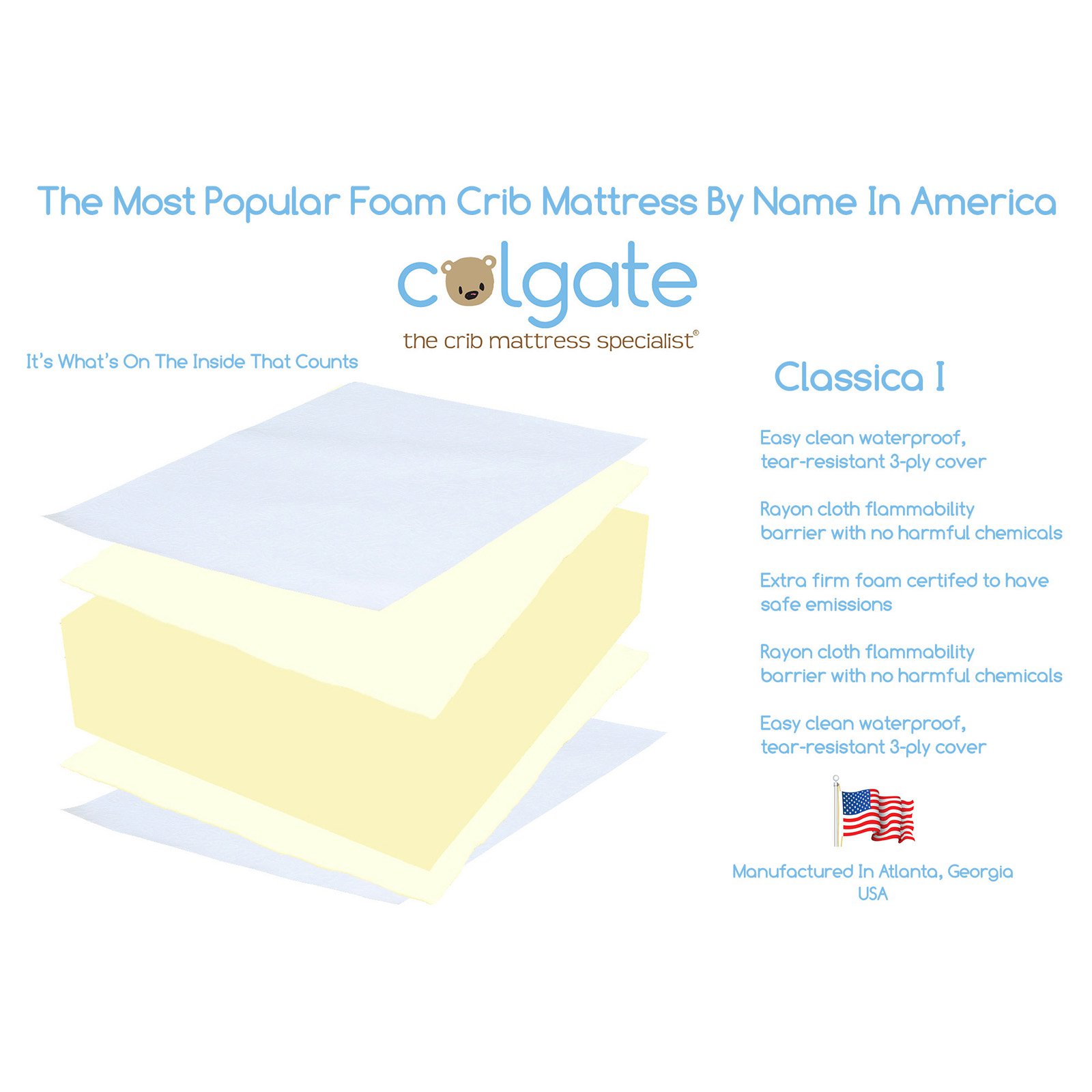 colgate classica i foam crib mattress