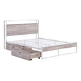 thumbnail image 4 of Full Size Platform Bed Frame with 2 Drawers, Sockets and USB ports, Metal Metal and Wood Bed Frame with Headboard and Footboard, Noise-Free, No Box Spring Needed, White, 4 of 7