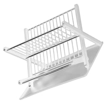 BESTOYARD 1Set Compact Folding Dish Drying Rack White Multipurpose Kitchen Counter Stand