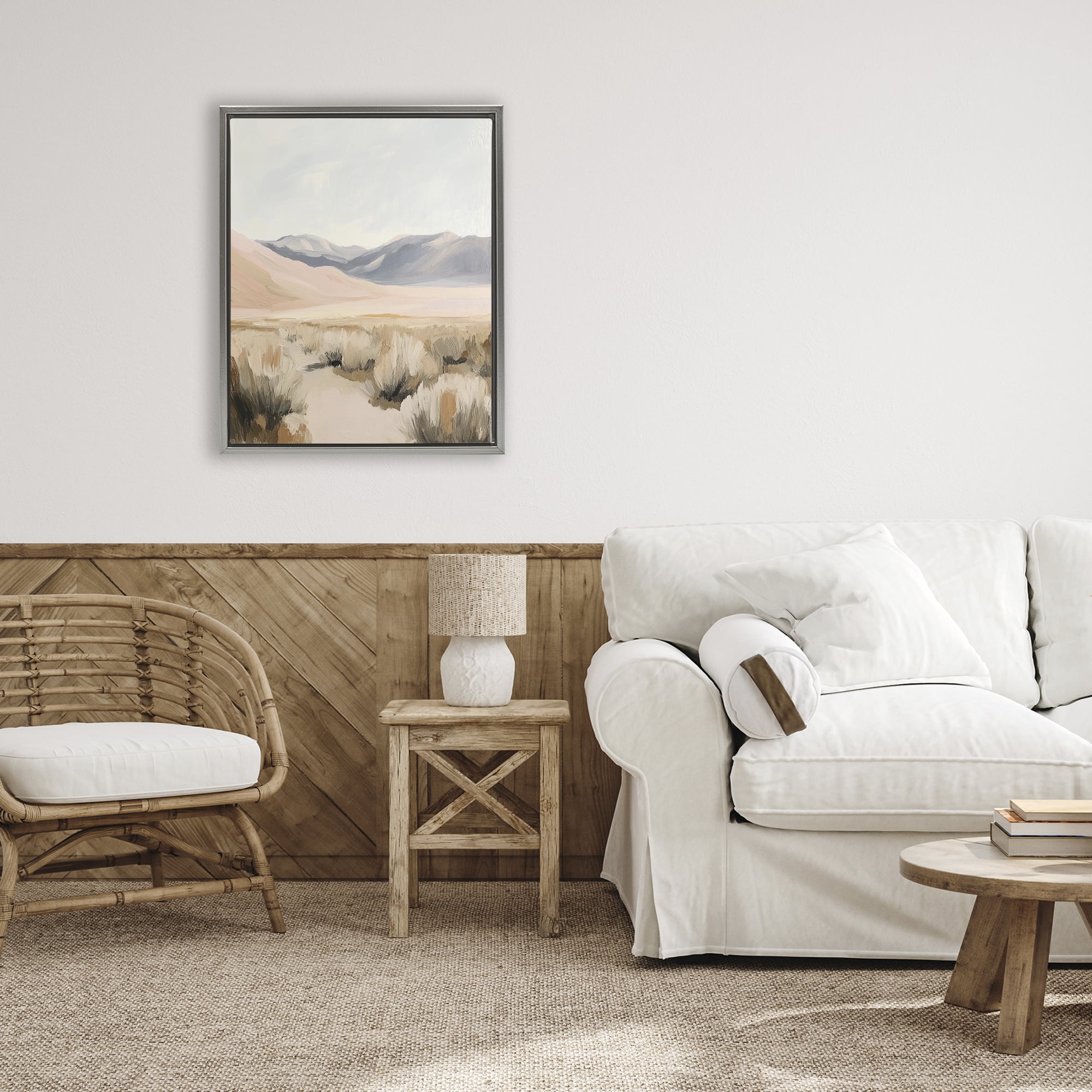 Stupell Industries Pastel Desert Solitude Gray Framed Floater Canvas Wall Art, design by Heidi Kuntz