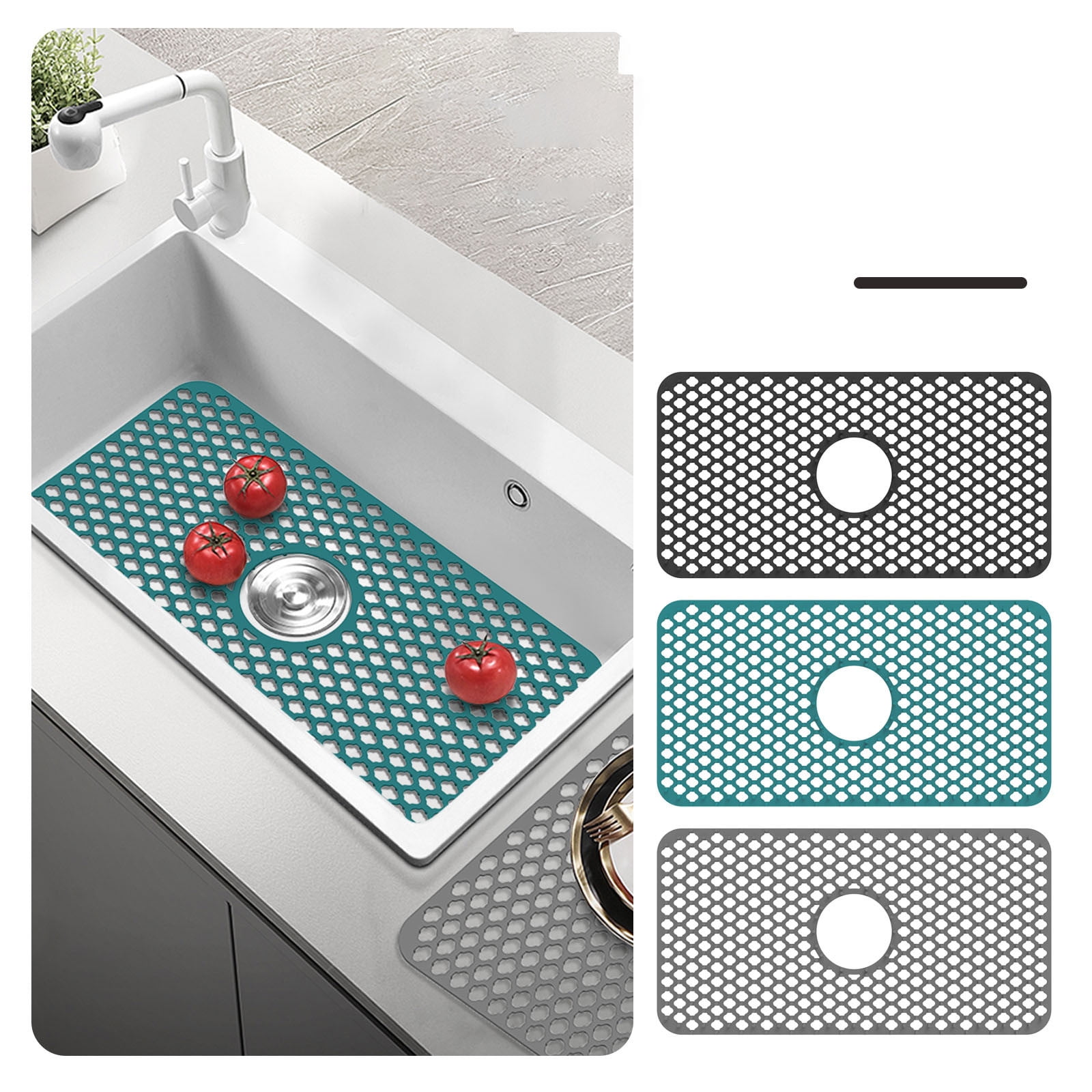 Silicone Sink Mat Rear Kitchen Sink Protector Accessory Folding Non-slip Sink Mats For Bottom Of Stainless Steel Porcelain Sink 3PCS