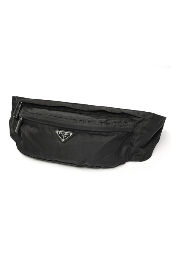 Pre-Owned PRADA Nylon Belt Bag Body 2VL132 Black E-159808