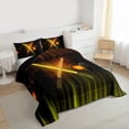 thumbnail image 3 of Manfei Lightsaber Bedding Comforter Set,Teens Colorful Neon Twin Comforter Sets,Yellow Stripe Line Bedding Set For Boys Kids,Microfiber Bedroom Decor Reversible,2pcs, 3 of 8