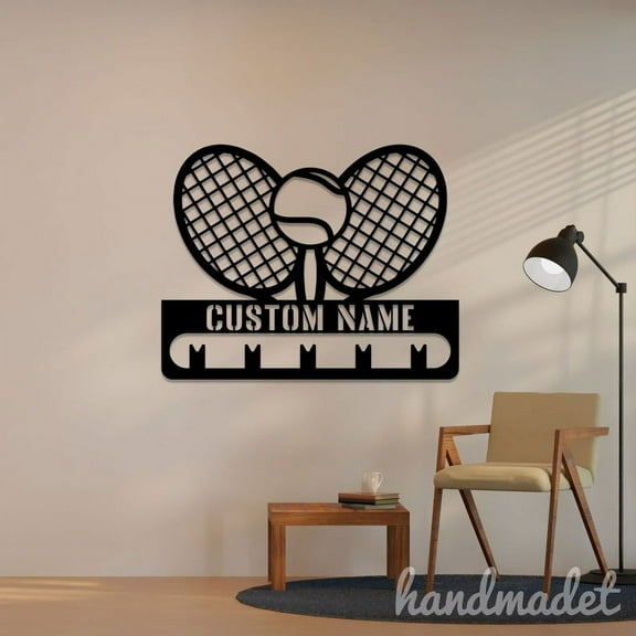 Handmadetneonsign Tennis Racket Metal Wall Art Light, Tennis Racket Metal Sign Wall Decor, Sport Metal Decor