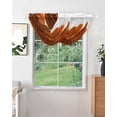 thumbnail image 2 of Burnt Orange Sheer Waterfall Valance Curtains for Window, Sparkle Gold Stained Floral Flower Art Rod Pocket Sheer Topper Swag Curtains for Living Room, Kitchen 38.5"W x 47.2"L, 2 Panels, 2 of 7