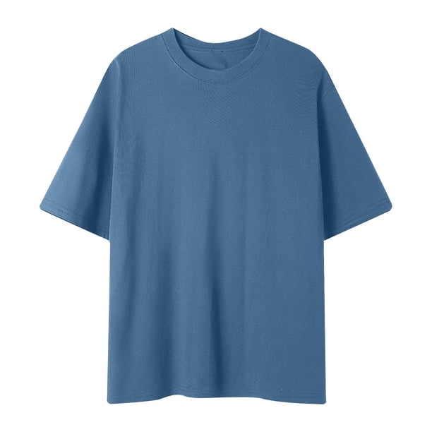 Jersey Elvqul de Caballero Algodón Playa sin Estampado Manga Corta Azul Marino Cuello Redondo