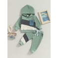 thumbnail image 2 of xiaxaixu Baby Boy Fall Outfits Classic Long Sleeve Contrast Color Patchwork Hoodie + Pants Set Toddler Clothes, 2 of 9
