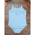 thumbnail image 5 of LiiYii Kids Girls Spaghetti Strap Ballet Dance Leotard Sleeveless Cami Gymnastics Leotard Bodysuit Dancewear Light Blue 8-10, 5 of 8