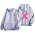 thumbnail image 6 of Women's Hoodies Cropped Hoodie Y2K Fashion Festival Streetwear Women's Zip Up Hoodie Pullover Cancer Awareness Month Long Sleeve Pocket Drawstring Casual Sweatshirt For Everyday Wear, 6 of 6