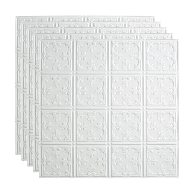 FASÄDE Traditional 10 Decorative Vinyl 2ft x 2ft Lay in Ceiling Panel in Matte White (5 Pack)