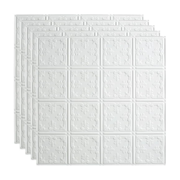 Fasde Traditionnel 10 Vinyle Décoratif 2ft x 2ft Poser dans le Panneau de Plafond en Blanc Mat (5 Pack)